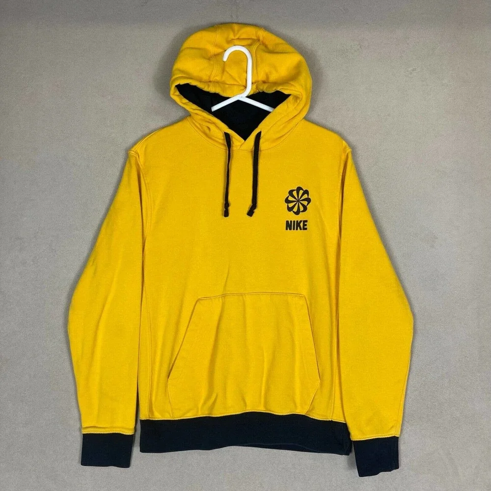 Nike Hoodie Adult Small Yellow Pinwheel‎ Evolution Of The Swoosh Mens